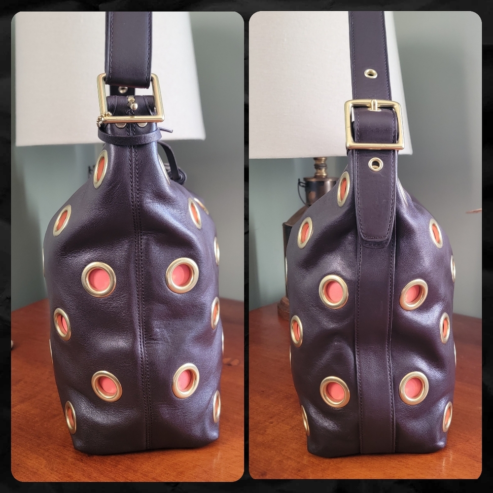 Coach 21181 Legacy Grommet Duffle Brown Orange Leather Shoulder Bag Y2K - Picture 2 of 16